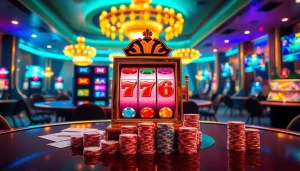 Nikmati aksi slot Depo 5k yang mendebarkan di kasino mewah penuh elemen permainan yang hidup.