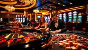 Experience the thrill of a big win with 555 win at an upscale casino table, vibrant poker chips scattered around.