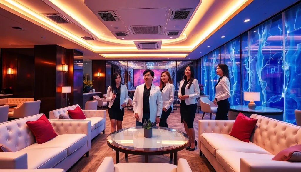 Stunning interior of 인계동셔츠룸 with elegant managers welcoming guests.