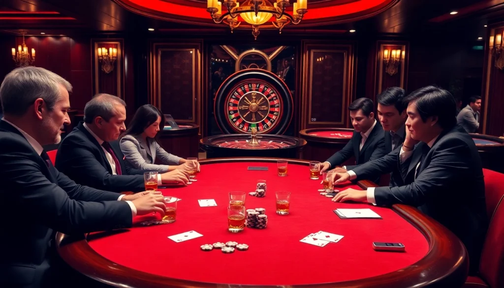 Engaging high-stakes poker action at an RR88 casino table with chips and cards.