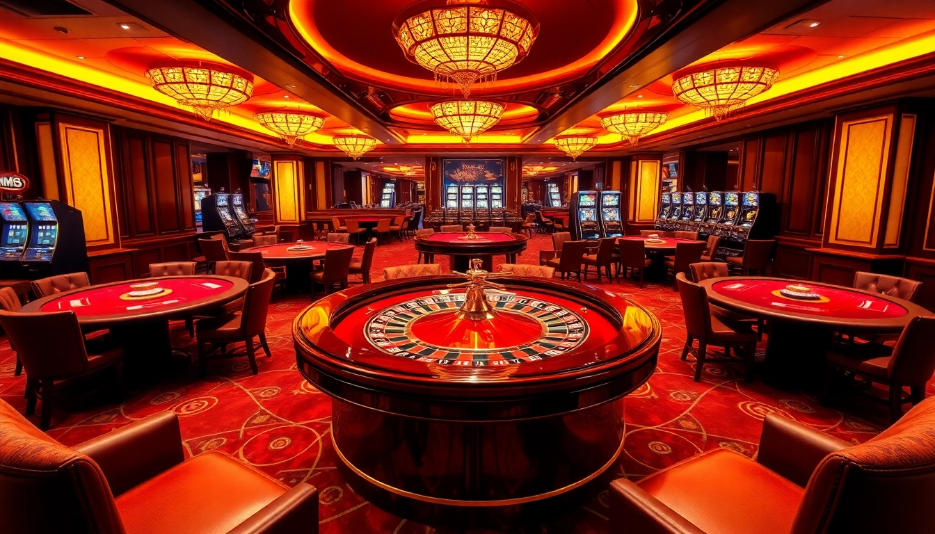 Experience thrilling gameplay at MM 88 with elegant casino tables and vibrant slot machines.