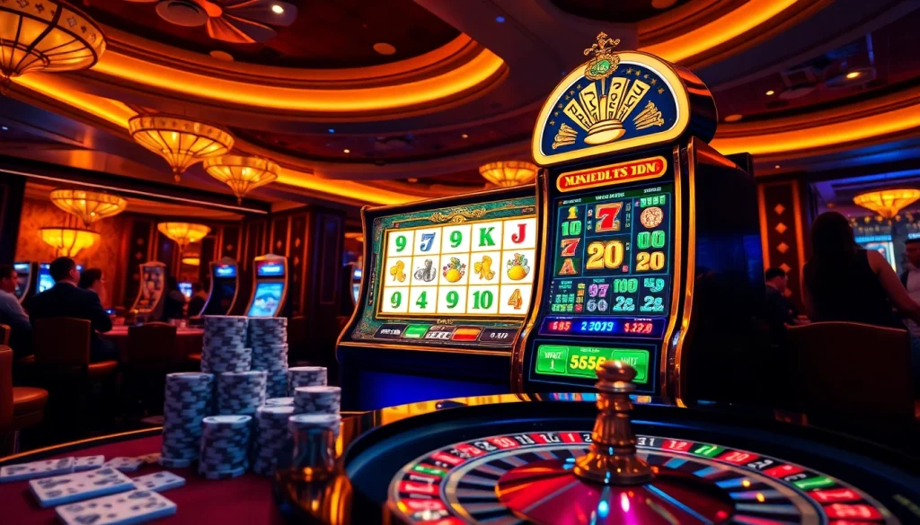 Rasakan sensasi slot demo Mahjong dalam adegan kasino yang penuh warna.