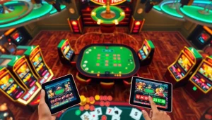 Experience cara daftar Naga169 with exciting casino visuals showcasing slot machines and poker chips.