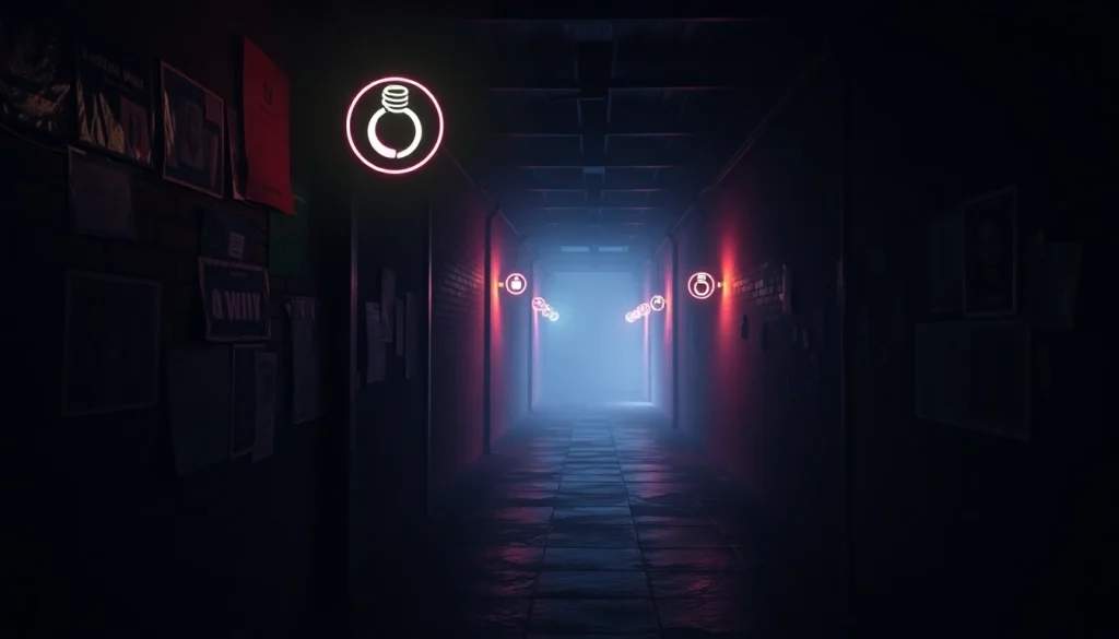 Hidden Wiki dark web directory with neon elements in a mysterious alley