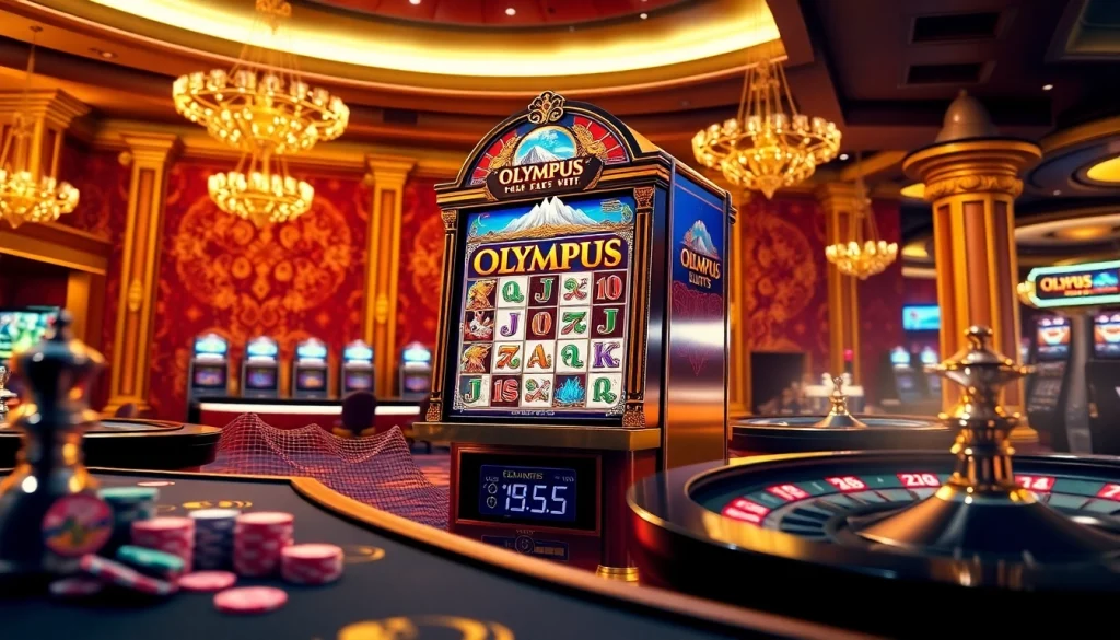 Experience the thrilling Olympus slot with vibrant visuals and engaging gambling elements.