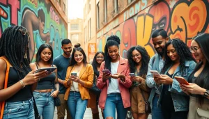 OnlyFans Nearby Creators interacting in a vibrant urban setting, showcasing diverse niches.