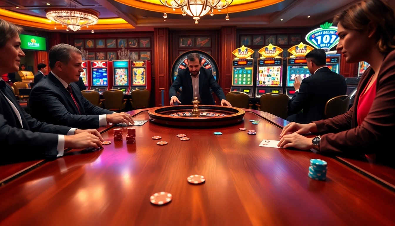 Des joueurs engagés profitant d'un jeu palpitant à une table de poker dans un casino en ligne France fiable.