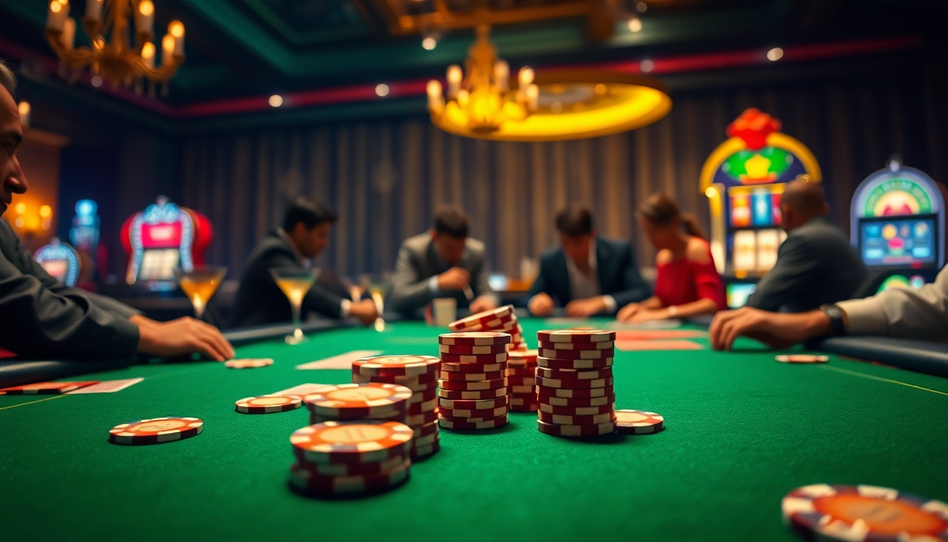 Neue casino bonus ohne einzahlung an einem eleganten Pokertisch mit Spielern im Einsatz.