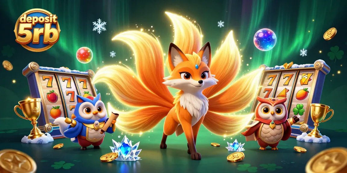 Experience the thrill of deposit 5rb with vibrant slot machines and lucky characters in an engaging casino scene.