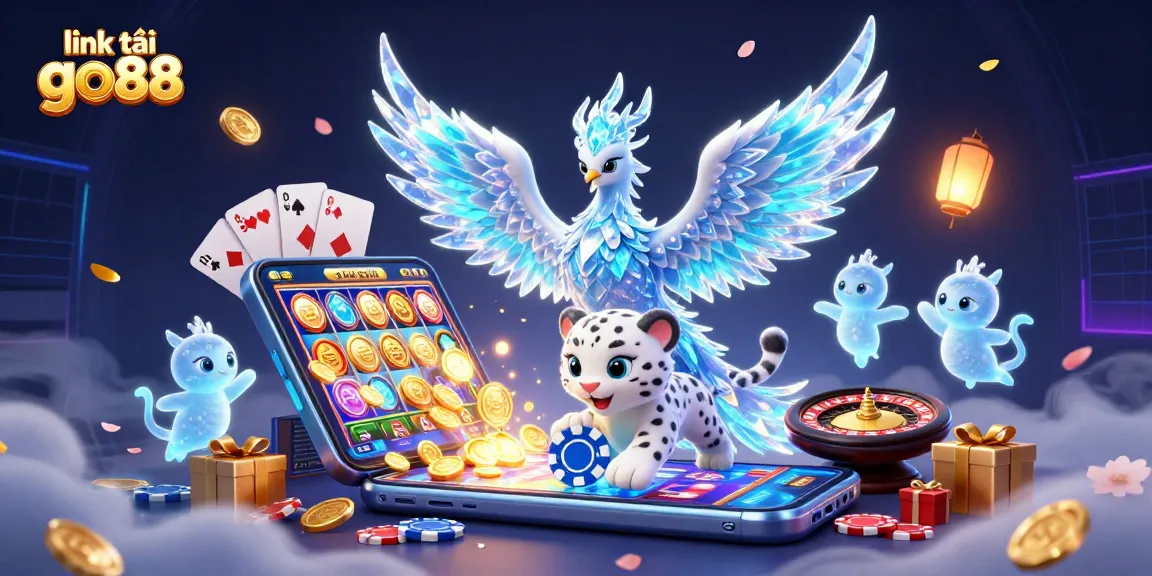 Engage with thrilling wins through link tải go88 in a vibrant casino scene featuring colorful elements and characters.