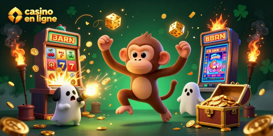 Jouez à des jeux passionnants au casino en ligne avec un singe facétieux et un chiot chasseur de fantômes.