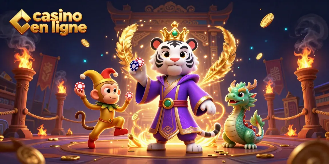 casino en ligne : éléphant majestueux et dragon de jade s'animant avec des jetons de poker