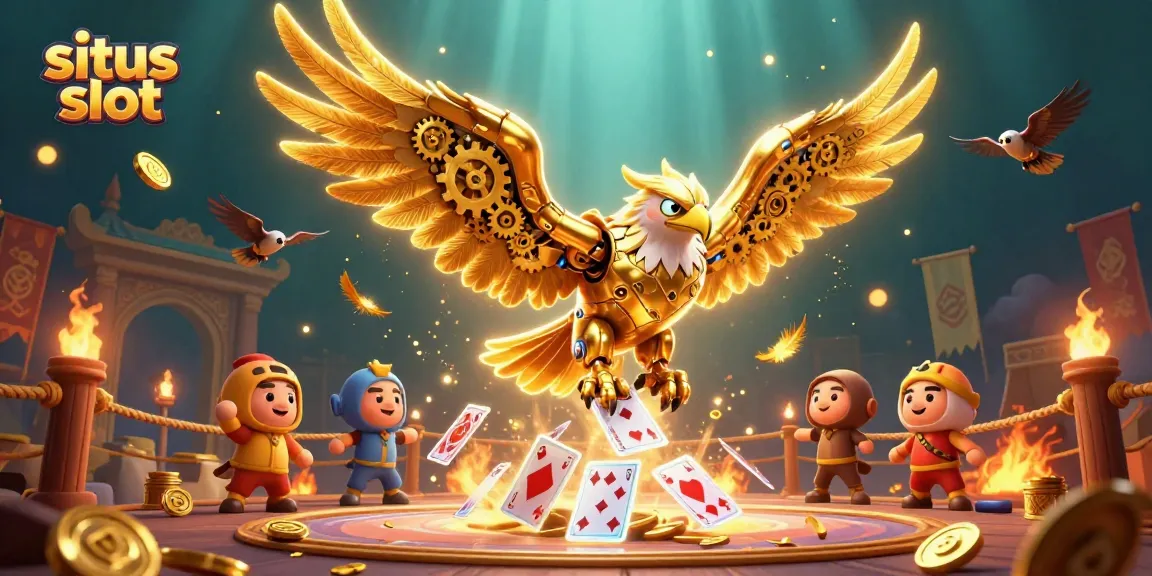 Experience thrilling gameplay with situs slot featuring intricate golden eagles and dynamic casino elements.