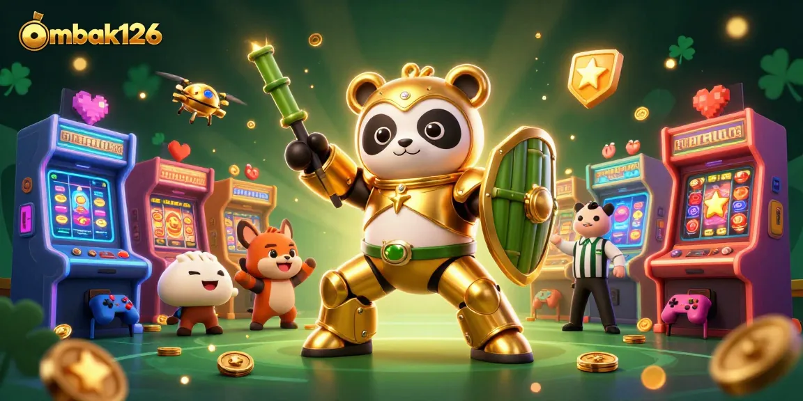 Engage in thrilling games at ombak126 featuring a dynamic casino scene with vibrant characters.