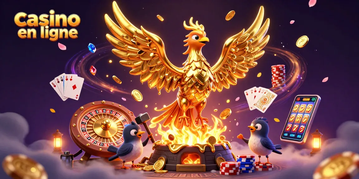 Jouez aux jeux passionnants de casino en ligne avec notre illustration de phoenix doré.