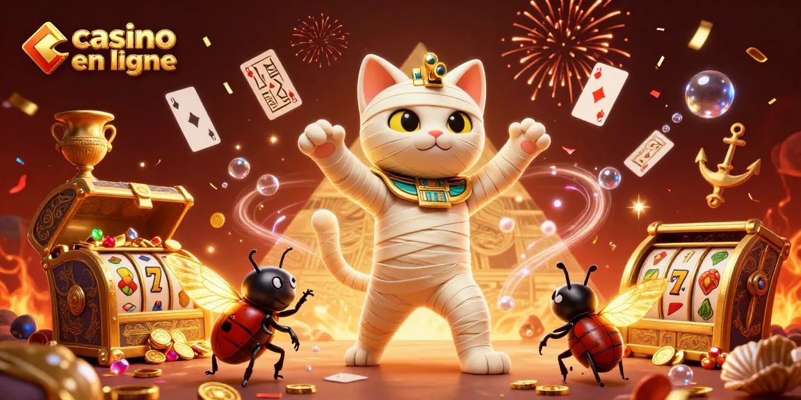 Le casino en ligne vibrant avec un chat momie égyptien et des éléments de jeu captivants.