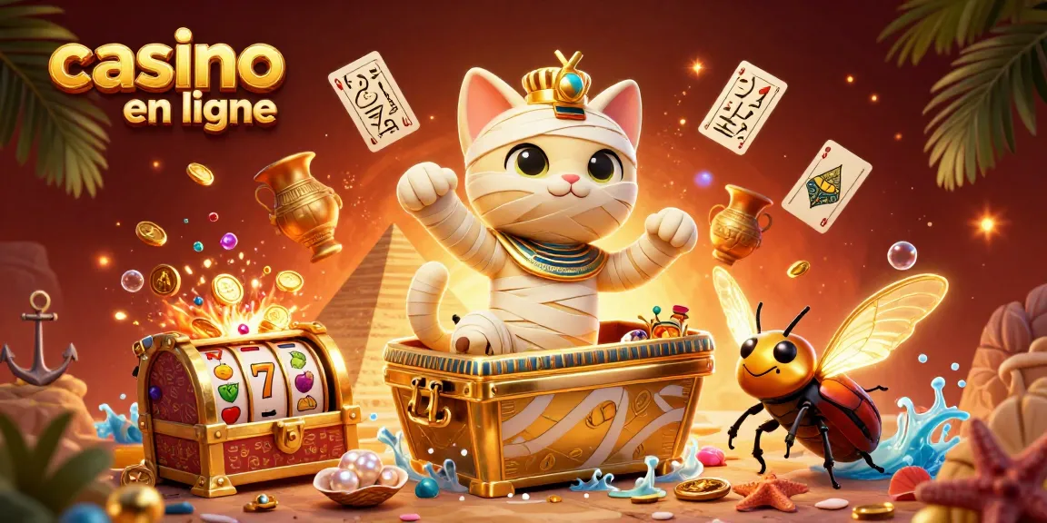 Jouez à des jeux passionnants de casino en ligne avec un chat momie et des trésors d'or.