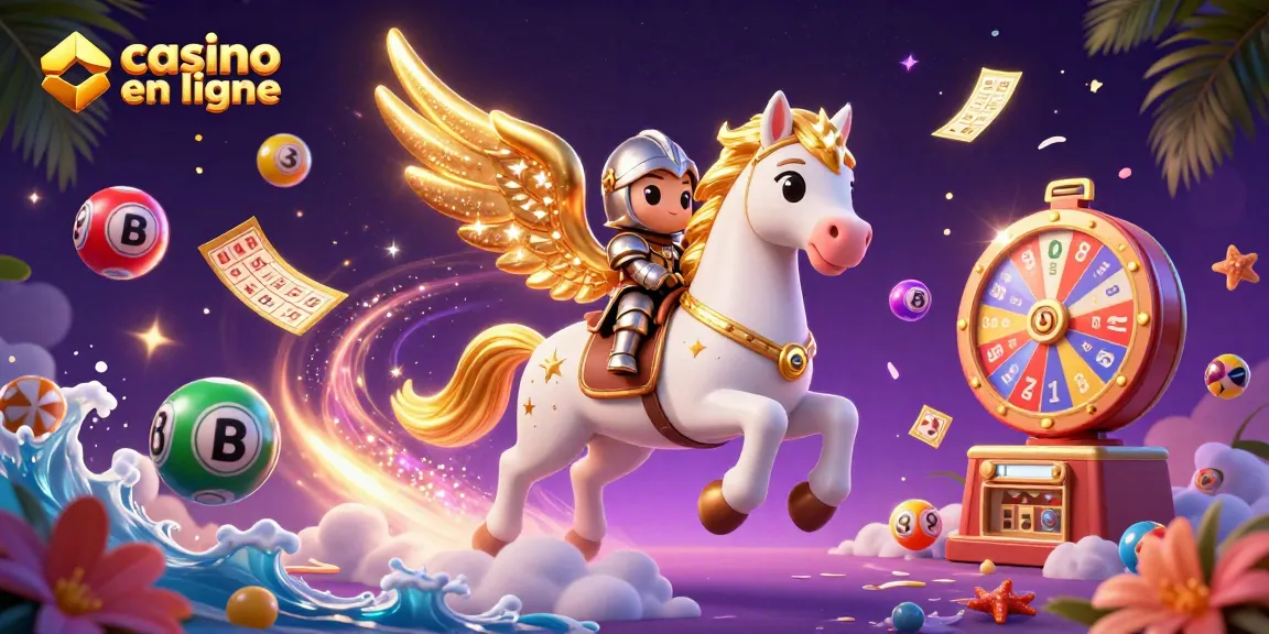 Gagnez des récompenses en jouant dans un casino en ligne captivant avec un cheval céleste dans les nuages.