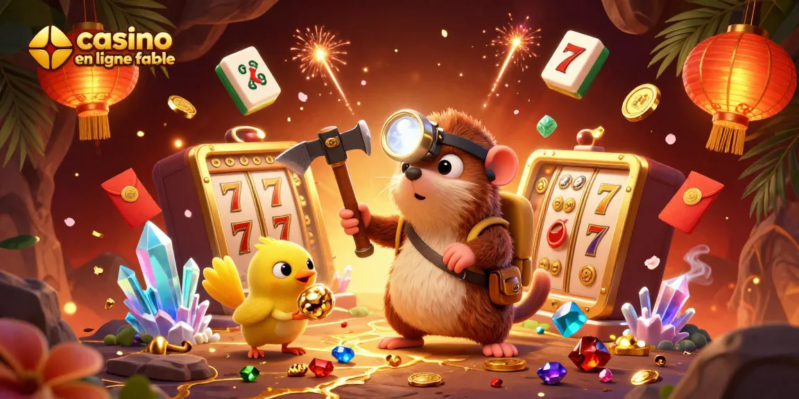 Jouez au casino en ligne fiable avec cette illustration vibrant d'un mole chassant des trésors.