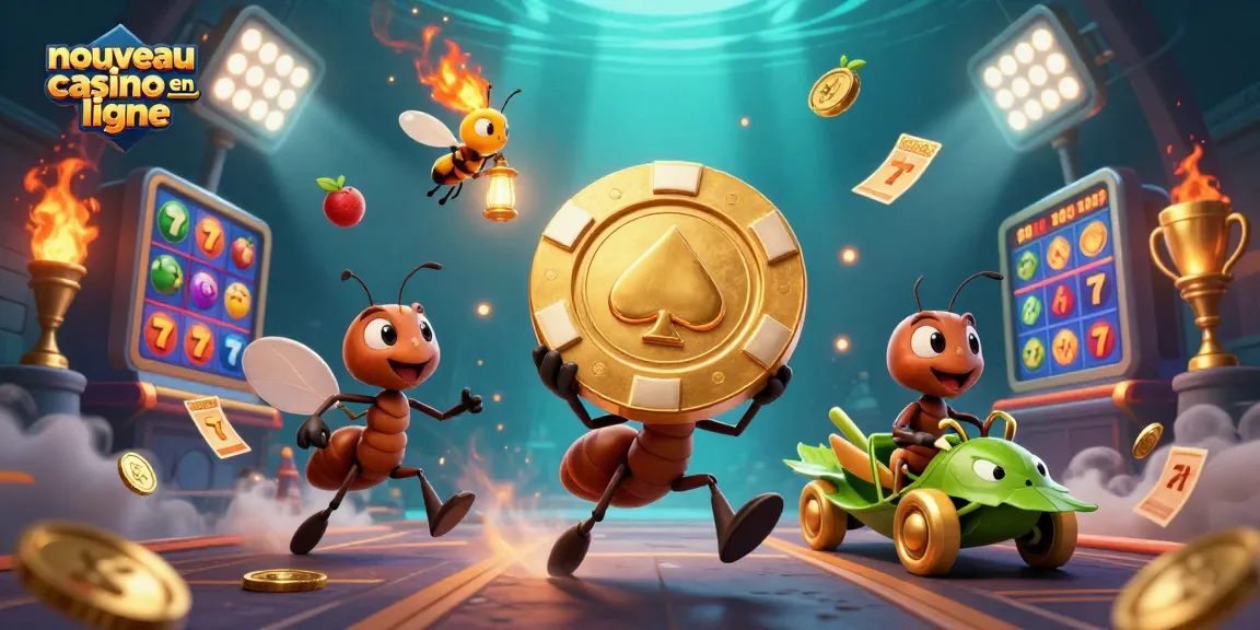 Les fourmis du nouveau casino en ligne exécutent un vol audacieux avec une puce de poker dorée, créant une aventure fantastique.
