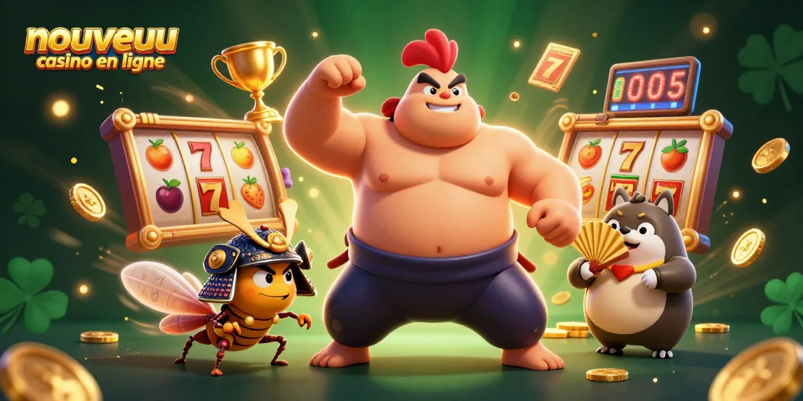 Découvrez un nouveau casino en ligne avec ce sumo, un grillon samouraï, et un tanuki annonçant.