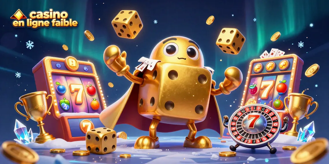 Illustration dynamique représentant des éléments de casinos en ligne fiables, avec des dés, jetons et machines à sous.