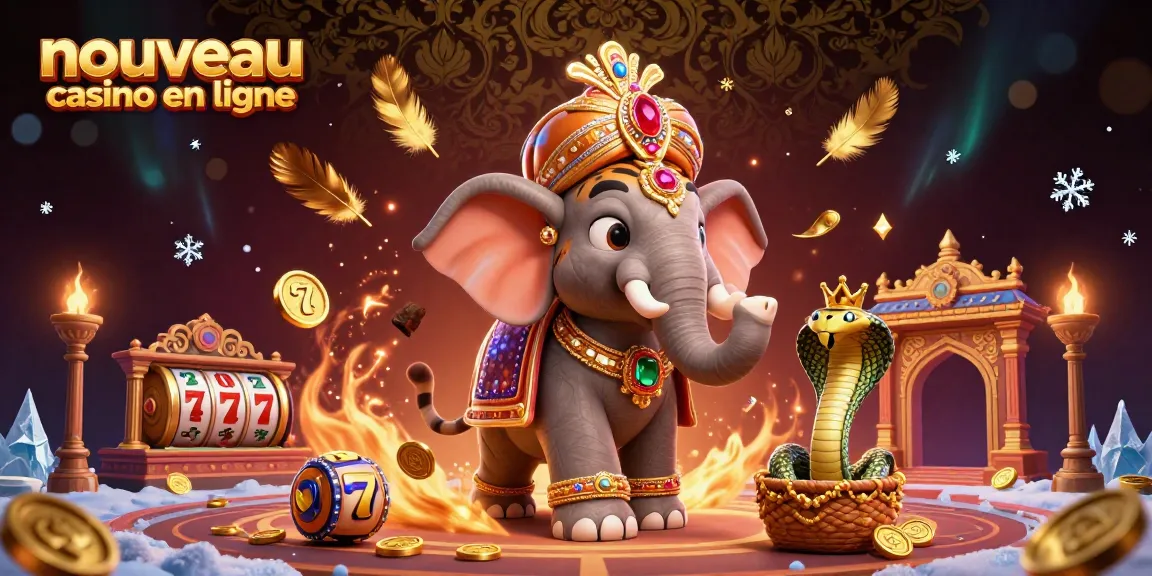 Engagez-vous avec le nouveau casino en ligne et découvrez des scènes de jeu exaltantes avec un tigre maharaja, un éléphant et des éléments de casino.