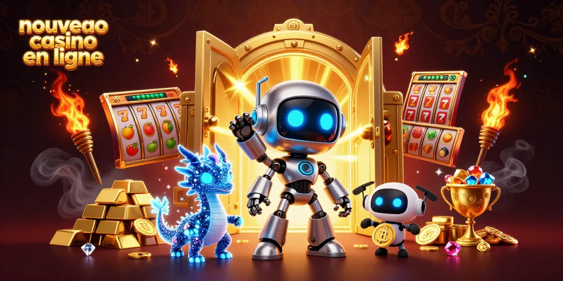 Visualisez un nouveau casino en ligne avec des robots 3D et des trésors brillants.