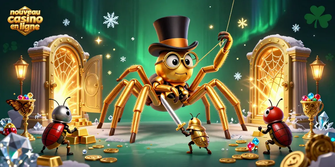 Une scène captivante de nouveau casino en ligne avec une tarentule dorée et un chevalier scarabée.