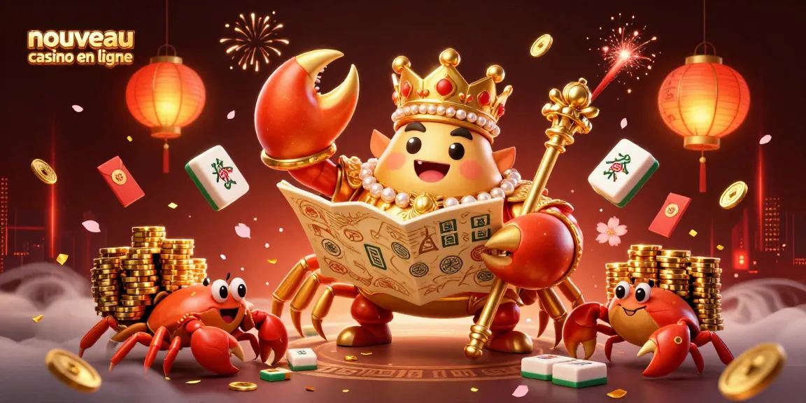 Illustration d'un nouveau casino en ligne avec un crabe empereur portant un sceptre et une carte au trésor.
