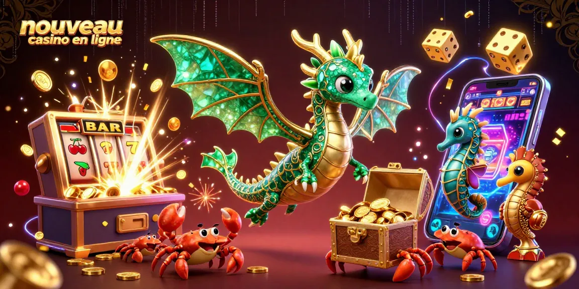 Jouez au nouveau casino en ligne avec un dragon marin et une machine à sous explosant de pièces d'or.