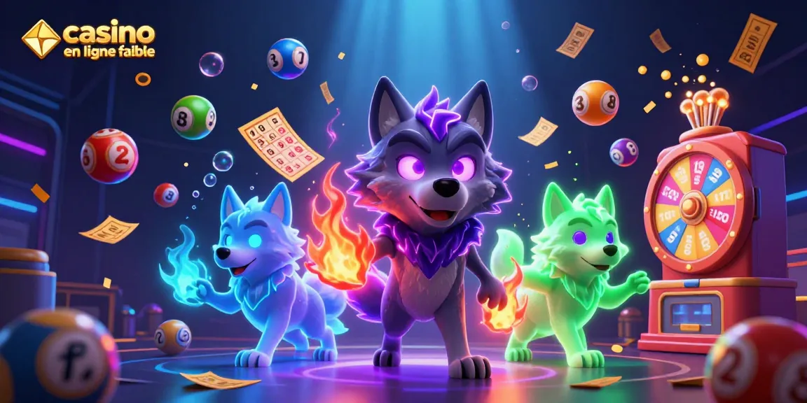 Découvrez un casino en ligne fiable avec un loup spectral entouré de ballons de loterie colorés.