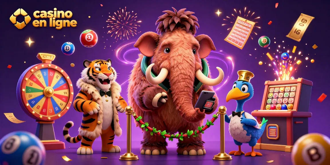 Événements festifs au casino en ligne avec un mammouth et un tigre lors d'une grande fête